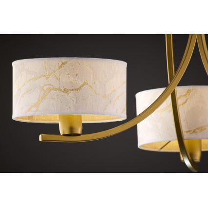 Jupiter 2096 - Kronleuchter an Kette ARTHUR 3xE27/15W/230V weiß/gold/Marmor-Dekor