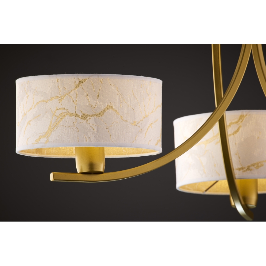 Jupiter 2096 - Kronleuchter an Kette ARTHUR 3xE27/15W/230V weiß/gold/Marmor-Dekor