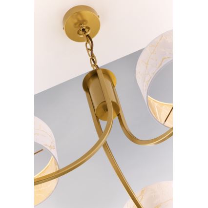 Jupiter 2096 - Kronleuchter an Kette ARTHUR 3xE27/15W/230V weiß/gold/Marmor-Dekor