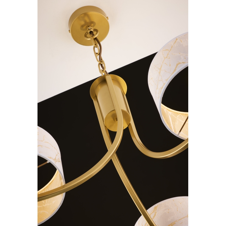 Jupiter 2096 - Kronleuchter an Kette ARTHUR 3xE27/15W/230V weiß/gold/Marmor-Dekor