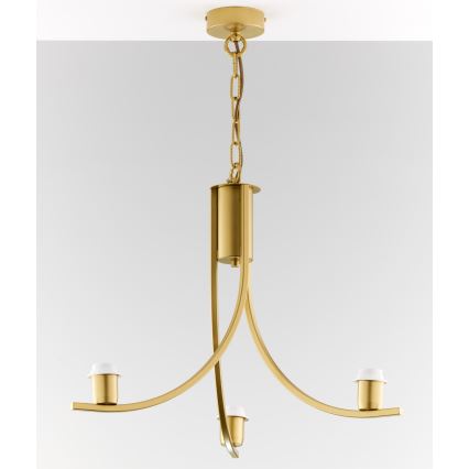 Jupiter 2096 - Lampadario a catena ARTHUR 3xE27/15W/230V bianco/oro/effetto marmo