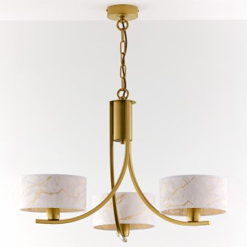 Jupiter 2096 - Lustre sur chaîne ARTHUR 3xE27/15W/230V blanc/doré/décor marbre