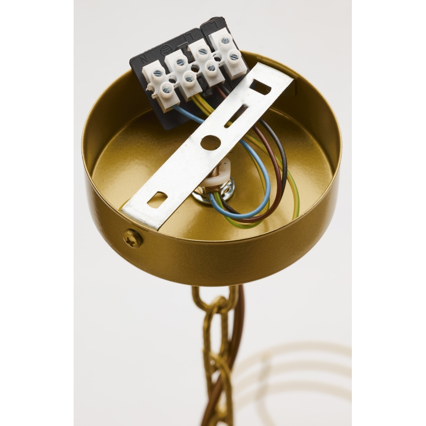 Jupiter 2097 - Kronleuchter mit Kette ARTHUR 5xE27/15W/230V weiß/gold/Marmor-Dekor