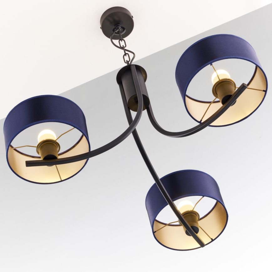 Jupiter 2099 - Lustre sur chaîne ARTHUR 3xE27/15W/230V bleu/noir
