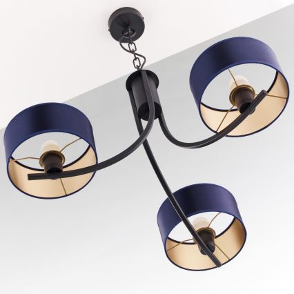Jupiter 2099 - Lustre sur chaîne ARTHUR 3xE27/15W/230V bleu/noir