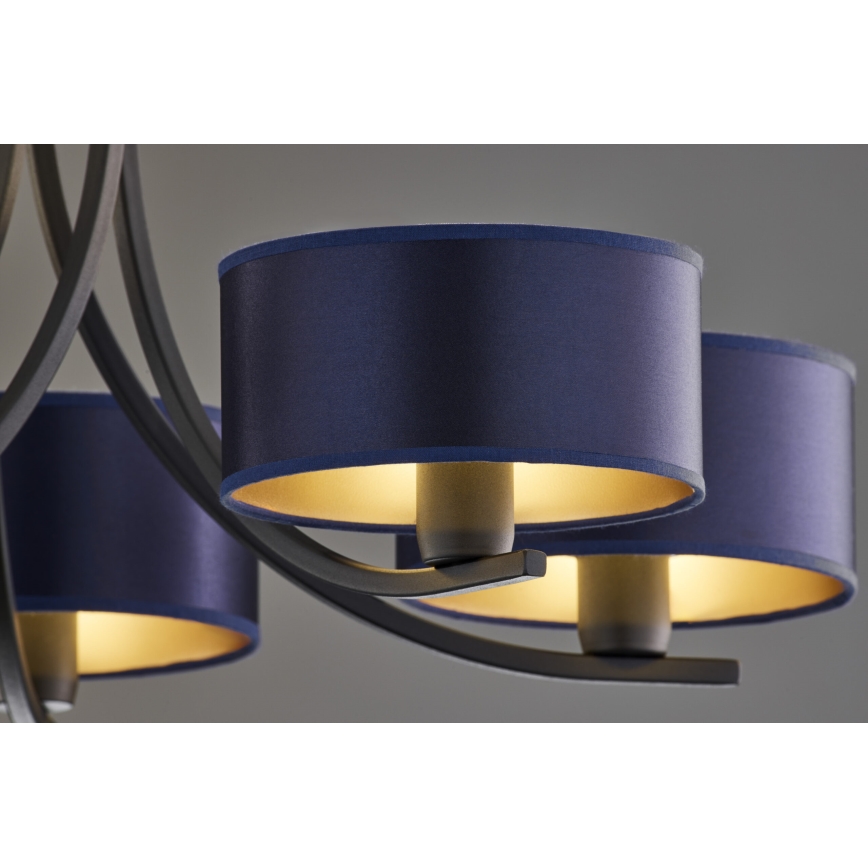 Jupiter 2101 - Kronleuchter an Kette ARTHUR 5xE27/15W/230V blau/schwarz