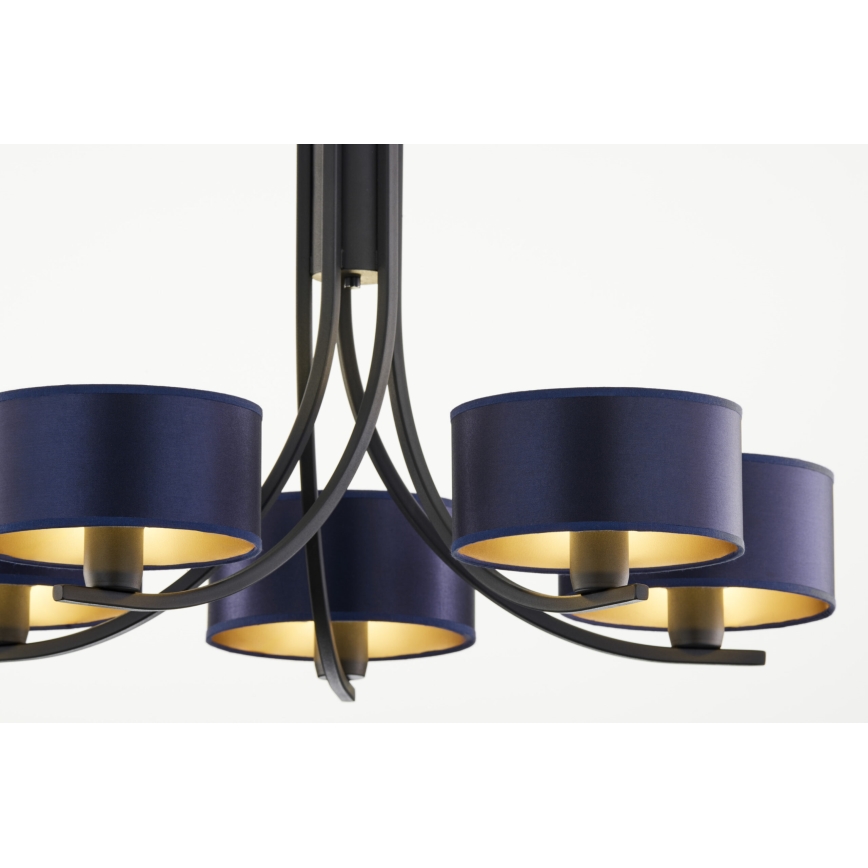 Jupiter 2101 - Lampadario con catena ARTHUR 5xE27/15W/230V blu/nero