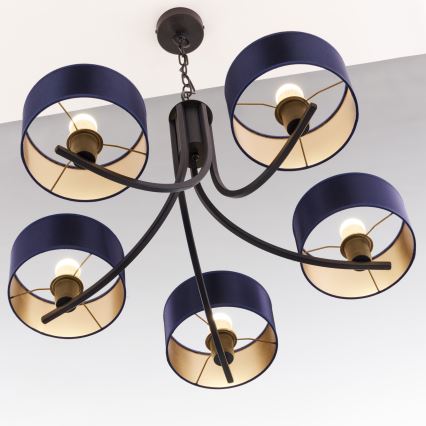 Jupiter 2101 - Lampadario con catena ARTHUR 5xE27/15W/230V blu/nero