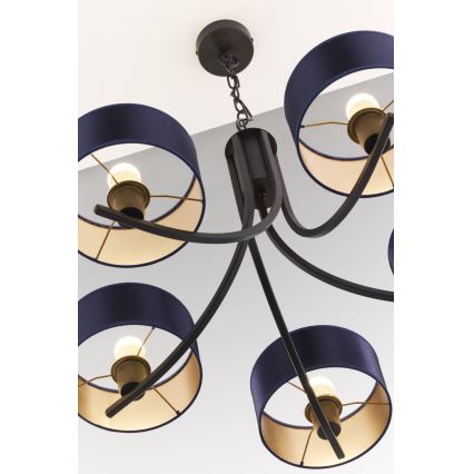 Jupiter 2101 - Lampadario con catena ARTHUR 5xE27/15W/230V blu/nero