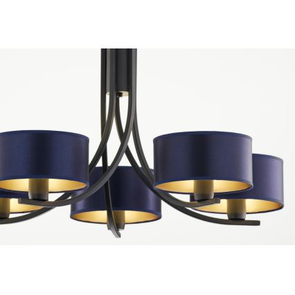 Jupiter 2101 - Lustre sur chaîne ARTHUR 5xE27/15W/230V bleu/noir