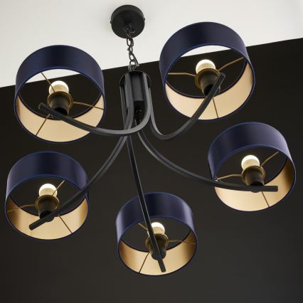 Jupiter 2101 - Lustre sur chaîne ARTHUR 5xE27/15W/230V bleu/noir