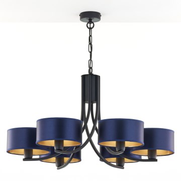 Jupiter 2102 - Lampadario a catena ARTHUR 6xE27/15W/230V blu/nero