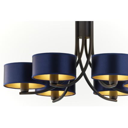 Jupiter 2102 - Lampadario a catena ARTHUR 6xE27/15W/230V blu/nero