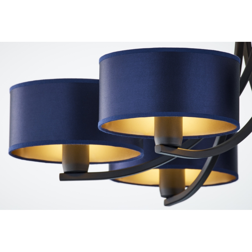 Jupiter 2102 - Lampadario a catena ARTHUR 6xE27/15W/230V blu/nero