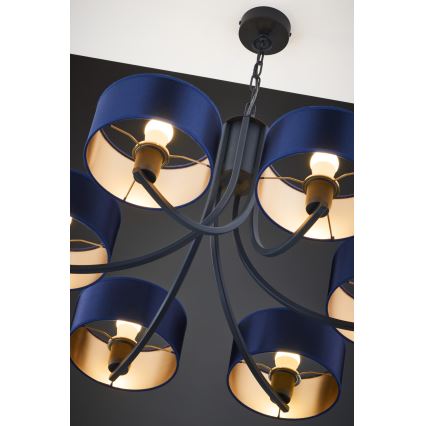 Jupiter 2102 - Lampadario a catena ARTHUR 6xE27/15W/230V blu/nero