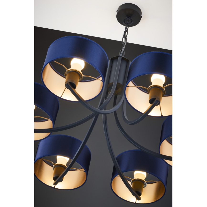 Jupiter 2102 - Lustre à chaîne ARTHUR 6xE27/15W/230V bleu/noir