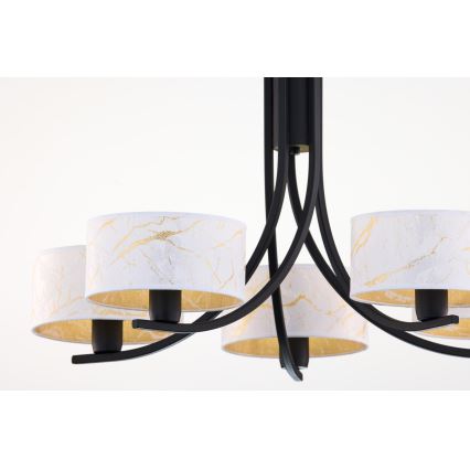 Jupiter 2104 - Lampadario a catena ARTHUR 5xE27/15W/230V bianco/nero/effetto marmo