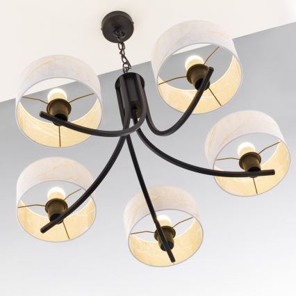 Jupiter 2104 - Lampadario a catena ARTHUR 5xE27/15W/230V bianco/nero/effetto marmo