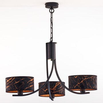 Jupiter 2106 - Lampadario a catena ARTHUR 3xE27/15W/230V nero/arancione/effetto marmo