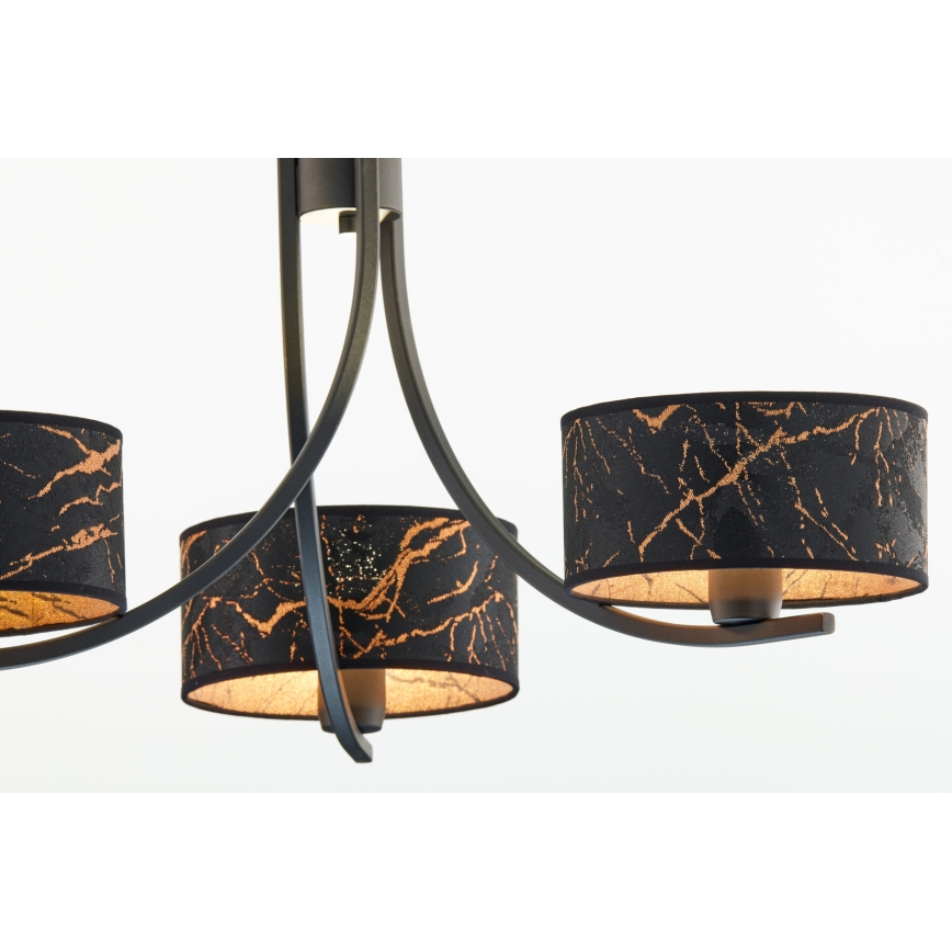 Jupiter 2106 - Suspension sur chaîne ARTHUR 3xE27/15W/230V noir/orange/effet marbre