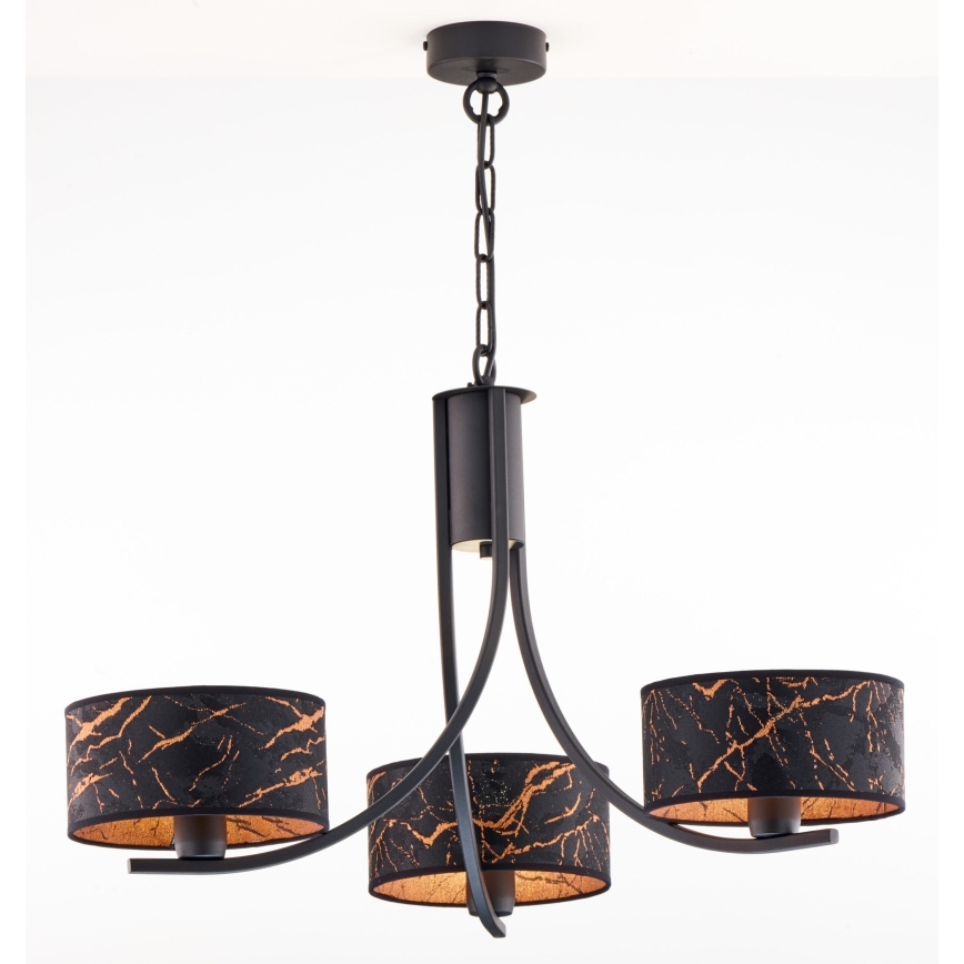 Jupiter 2106 - Suspension sur chaîne ARTHUR 3xE27/15W/230V noir/orange/effet marbre