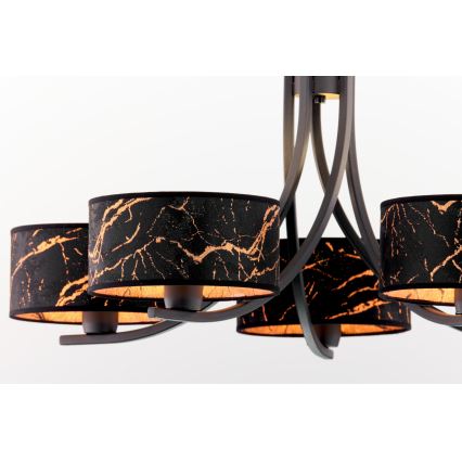 Jupiter 2107 - Lampadario a catena ARTHUR 5xE27/15W/230V nero/arancione/finitura effetto marmo