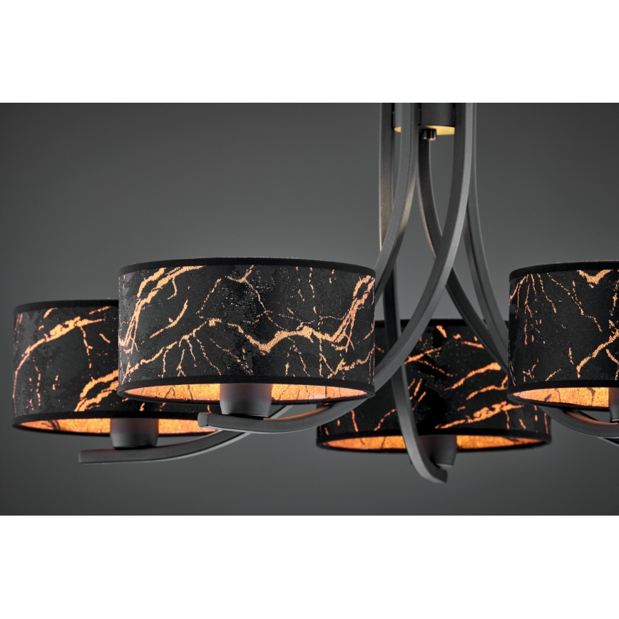 Jupiter 2107 - Lampadario a catena ARTHUR 5xE27/15W/230V nero/arancione/finitura effetto marmo