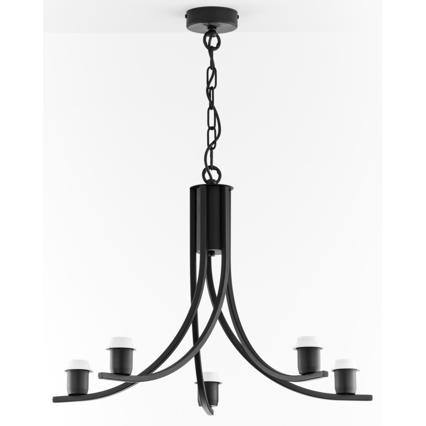 Jupiter 2107 - Lustre suspendu par chaîne ARTHUR 5xE27/15W/230V noir/orange/décor marbre