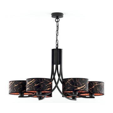 Jupiter 2108 - Lustre sur chaîne ARTHUR 6xE27/15W/230V noir/orange/décor imitation marbre