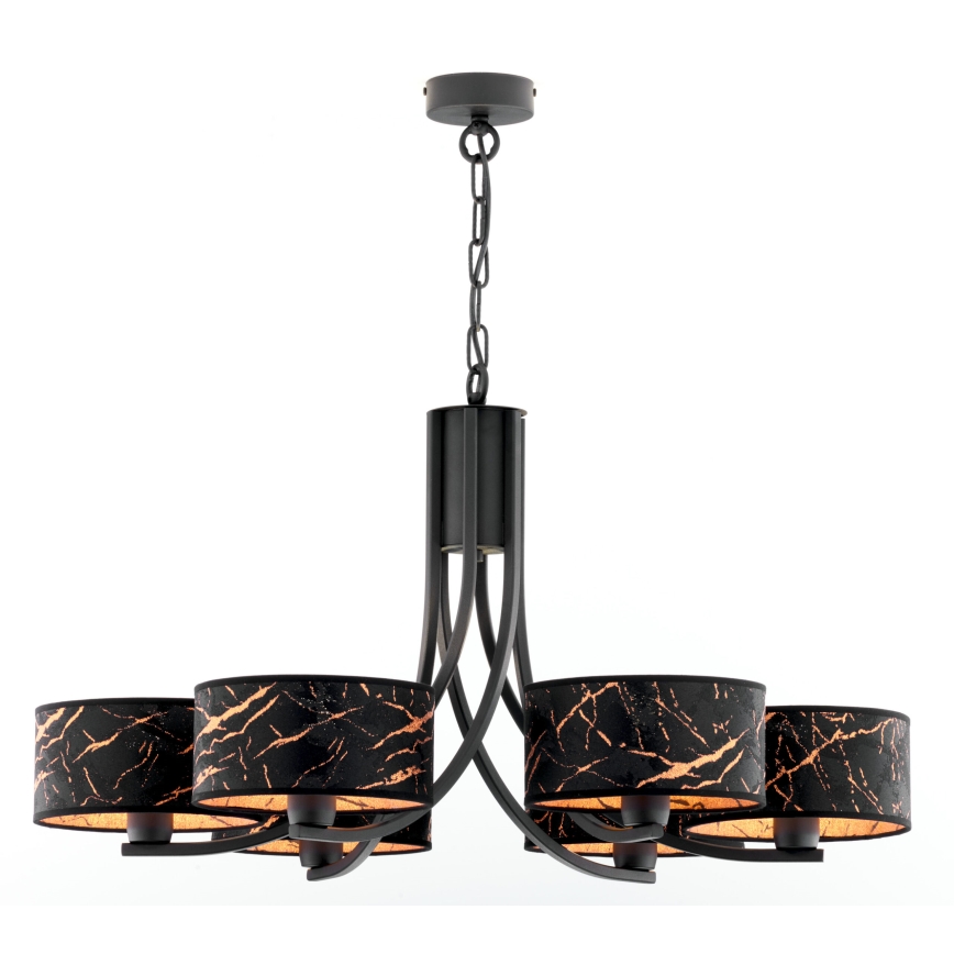 Jupiter 2108 - Lustre sur chaîne ARTHUR 6xE27/15W/230V noir/orange/décor imitation marbre