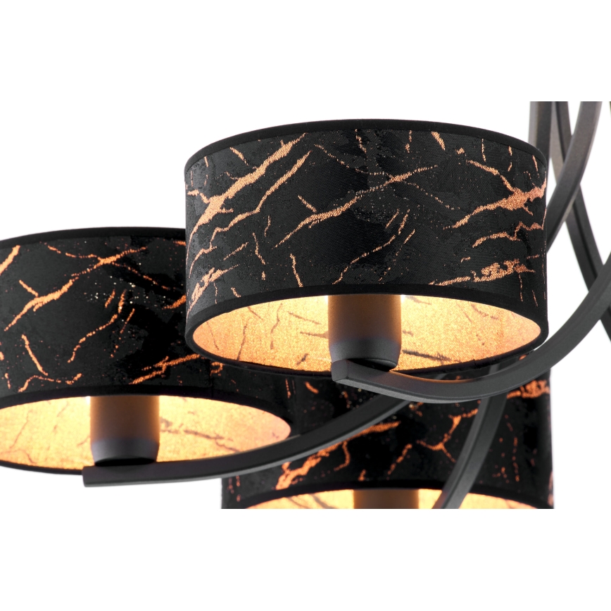 Jupiter 2108 - Lustre sur chaîne ARTHUR 6xE27/15W/230V noir/orange/décor imitation marbre