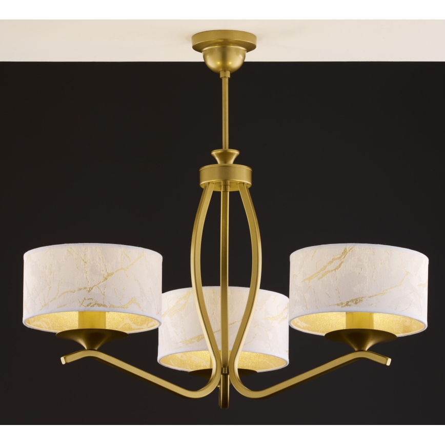 Jupiter 2109 - Lampadario a stelo KASZMIR 3xE27/15W/230V bianco/dorato/effetto marmo