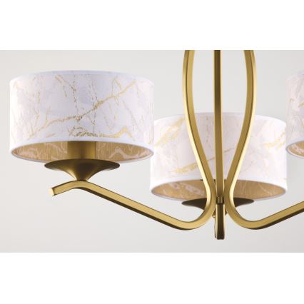 Jupiter 2109 - Lampadario a stelo KASZMIR 3xE27/15W/230V bianco/dorato/effetto marmo