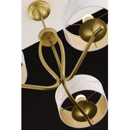 Jupiter 2109 - Lampadario a stelo KASZMIR 3xE27/15W/230V bianco/dorato/effetto marmo