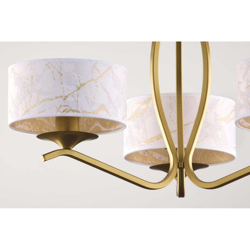 Jupiter 2109 - Lustre sur tige KASZMIR 3xE27/15W/230V blanc/or/décor marbre