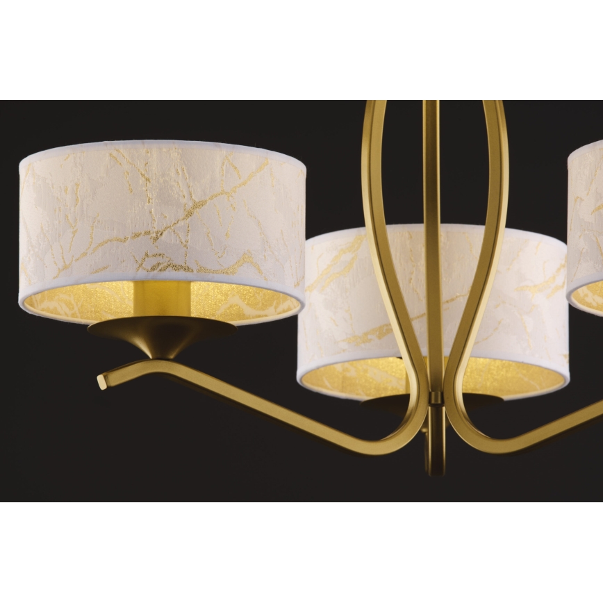 Jupiter 2109 - Lustre sur tige KASZMIR 3xE27/15W/230V blanc/or/décor marbre