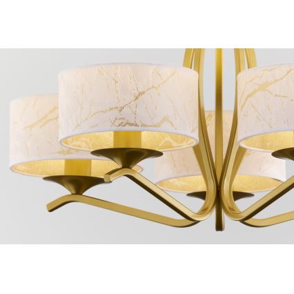 Jupiter 2110 - KASZMIR Stab-Pendelleuchte 5xE27/15W/230V weiß/gold/Marmor-Optik