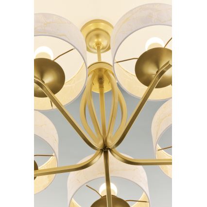 Jupiter 2110 - Lampadario su asta KASZMIR 5xE27/15W/230V bianco/oro/effetto marmo