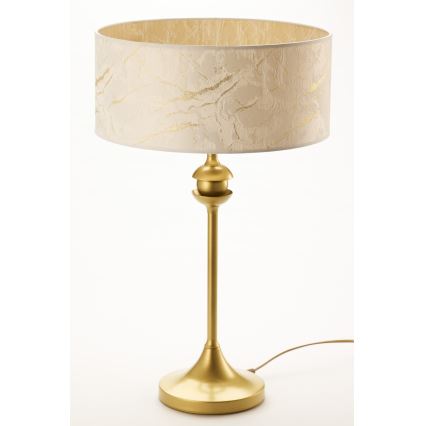 Jupiter 2112 - Tischlampe KASZMIR 1xE27/15W/230V weiß/gold/Marmor-Optik