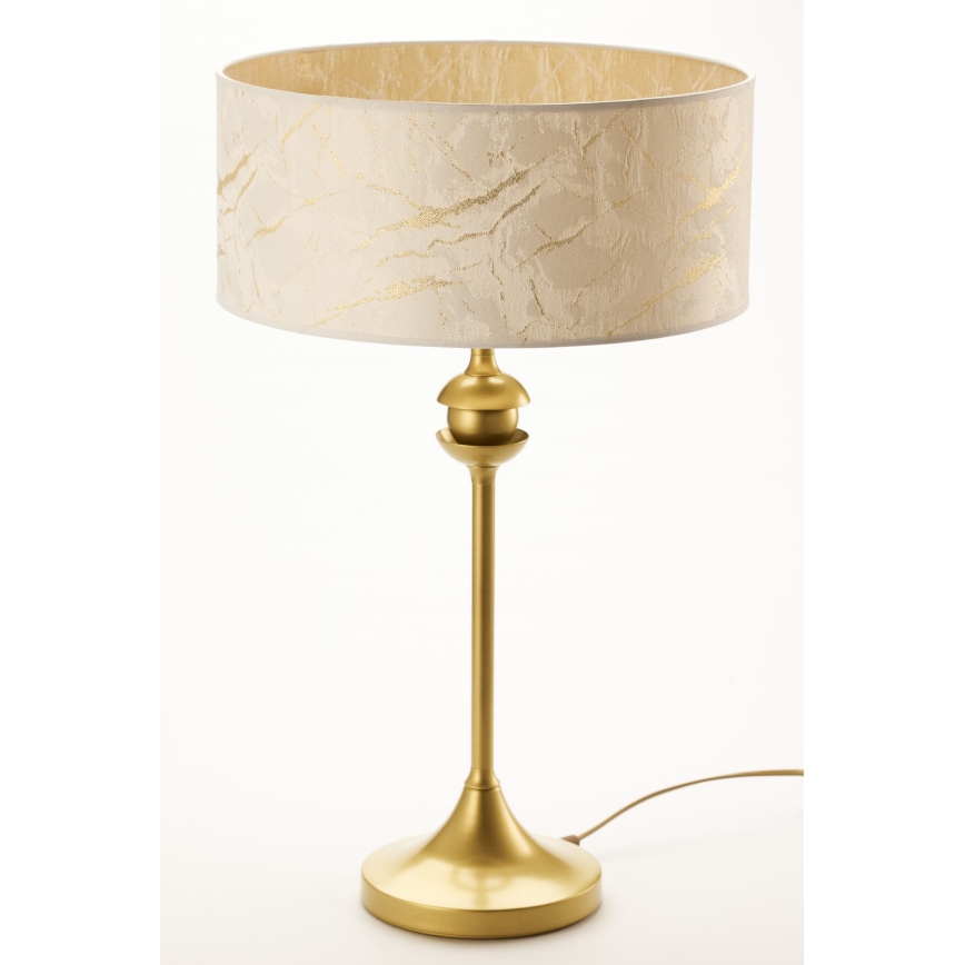 Jupiter 2112 - Tischlampe KASZMIR 1xE27/15W/230V weiß/gold/Marmor-Optik
