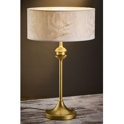 Jupiter 2112 - Tischlampe KASZMIR 1xE27/15W/230V weiß/gold/Marmor-Optik