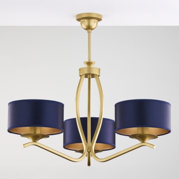 Jupiter 2113 - Lustre sur tige KASZMIR 3xE27/15W/230V bleu/doré