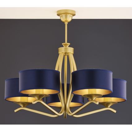 Jupiter 2114 - Deckenleuchte mit Stange KASZMIR 5xE27/15W/230V blau/gold