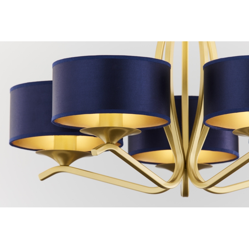 Jupiter 2114 - Deckenleuchte mit Stange KASZMIR 5xE27/15W/230V blau/gold