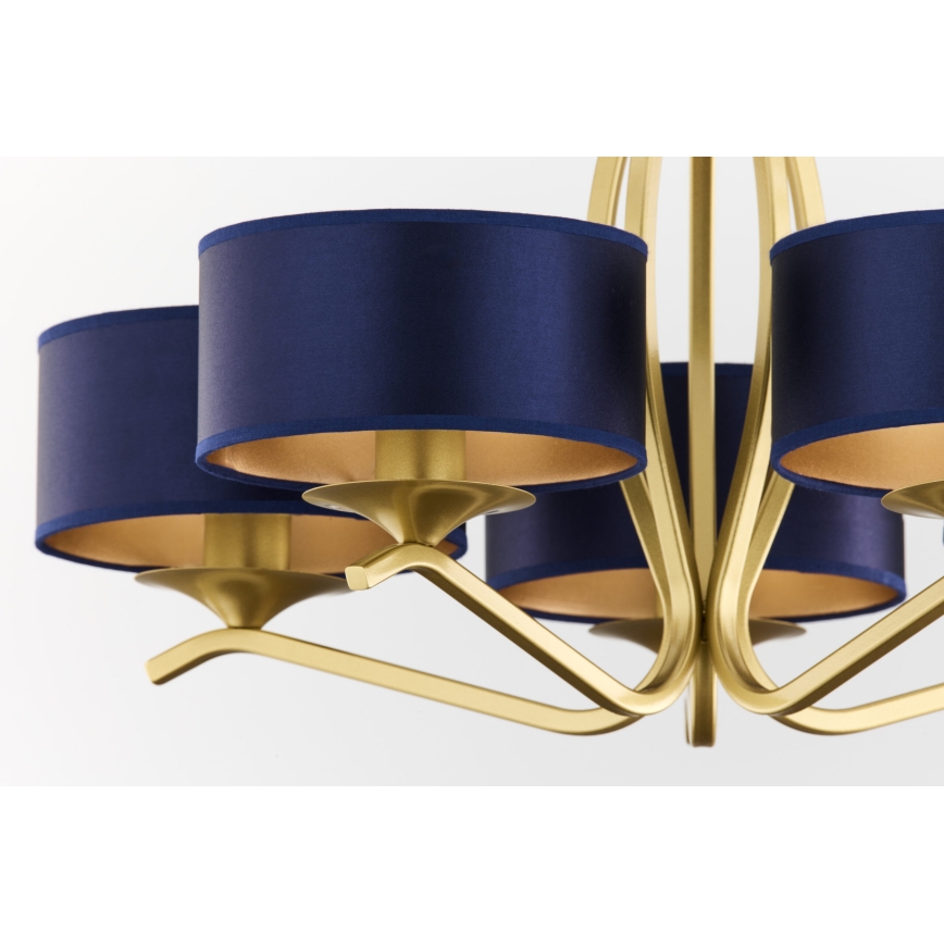 Jupiter 2114 - Deckenleuchte mit Stange KASZMIR 5xE27/15W/230V blau/gold
