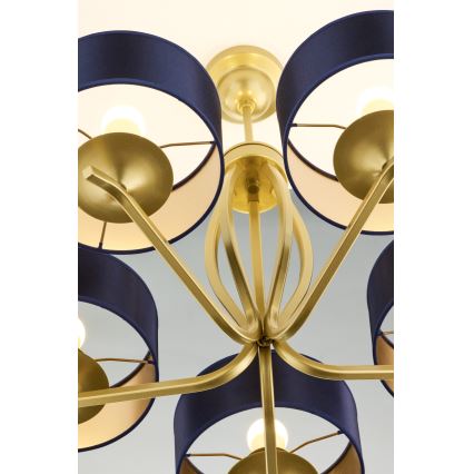 Jupiter 2114 - Deckenleuchte mit Stange KASZMIR 5xE27/15W/230V blau/gold