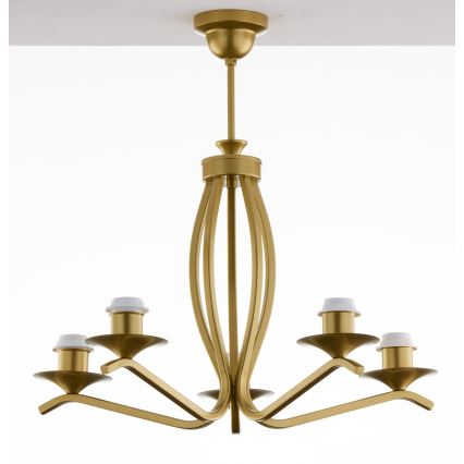 Jupiter 2114 - Deckenleuchte mit Stange KASZMIR 5xE27/15W/230V blau/gold