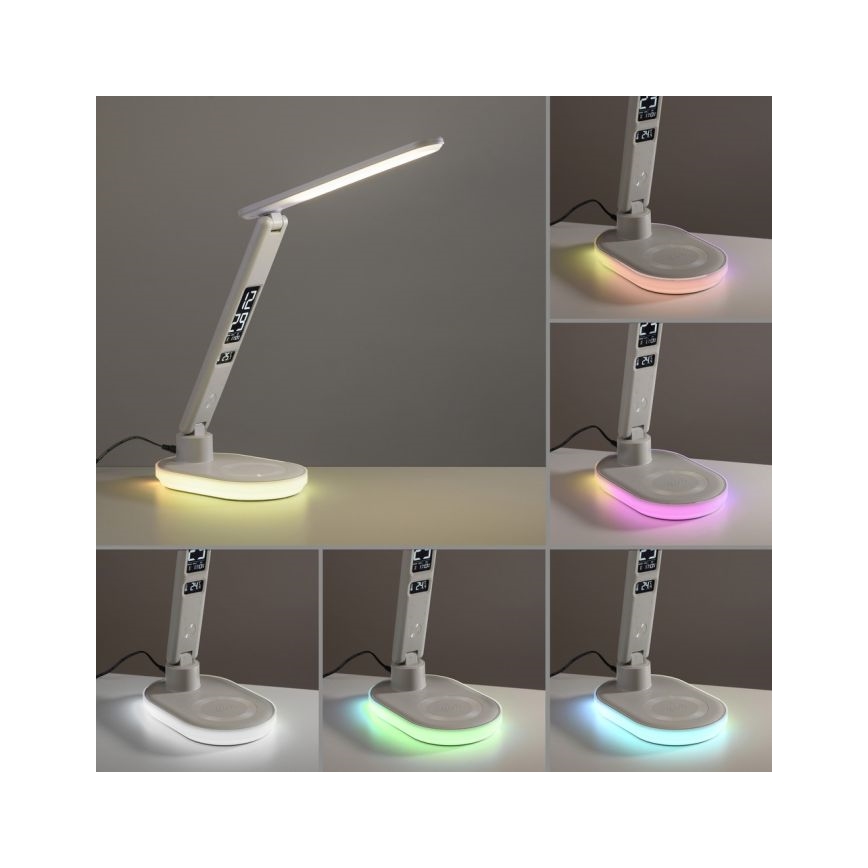 JUST LIGHT. 11018-16 - Lampada da tavolo dimmerabile a tocco LED RGBW con ricarica wireless TINA LED/4W/230V bianca