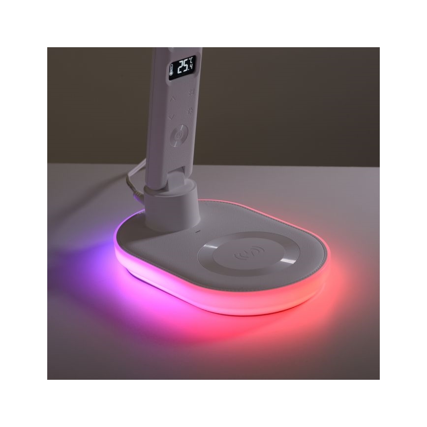 JUST LIGHT. 11018-16 - Lampada da tavolo dimmerabile a tocco LED RGBW con ricarica wireless TINA LED/4W/230V bianca