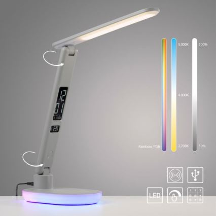 JUST LIGHT. 11018-16 - Lampada da tavolo dimmerabile a tocco LED RGBW con ricarica wireless TINA LED/4W/230V bianca